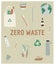 Vector flat zero waste poster in cartoon style. Poster with green items, planet Earth and recycling icon.