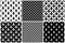 Vector fleur de lis seamless patterns set in black and white