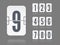 Vector floating flip scoreboard template with numbers and reflections for white countdown timer or calendar