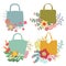 Vector floral arrangement with handbags.Cute Vintage set