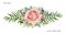 Vector floral bouquet design: garden pink peach lavender Rose wa