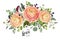 Vector floral card design: garden peach rose Ranunculus flowers