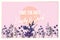 Vector floral card frame design with garden purple peach lavender Rose wax flower purple fern palm leaves succulent berry illustr