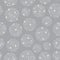 Vector Floral Circles in Grey Yellow Scattered on Gray Background Seamless Repeat Pattern. Background for textiles