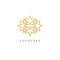 Vector floral luxury curve logo design. Ornate gold patten frame. Vintage premium design vector element.