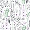 Vector floral pattern with doodle flowers and leaves. Spring nature print for wrapping or textile design.