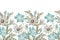 Vector floral seamless pattern, border. Horizontal panoramic illustration with meadow, marsh white, blue flowers