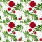 Vector floral seamless pattern of burgundy peonies with leaves on a light background