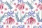 Vector floral seamless pattern with  coneflower, Echinacea, rosemary.