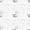 Vector floral seamless pattern with cute bird in the nest
