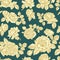 Vector floral seamless pattern with hand drawn gold roses