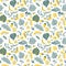Vector floral seamless pattern with linden flowers. Hand drawn eco design.