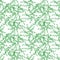 Vector Floral Seamless Pattern, Outline Drawings, Hand Drawn Plants, Green Lines.