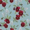 Vector floral seamless pattern with red pansies and white flowers