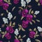 Vector floral seamless pattern with red pansies and white flowers