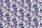 Vector floral seamless pattern. Vertically arranged blue delphinium flowers on Ð° purple twigs.