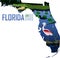 Vector Florida - American state map with alligator, spoonbill, coot and turtle