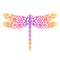 Vector flower dragonfly. Decorative insect silhouette. Template for laser and paper cutting