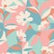 Vector flower and leaf layers illustration seamless repeat pattern