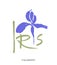 Vector flower logo. Floral background. Stylized calligraphic ink iris.