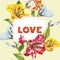 Vector Flower Pattern wish Inscription Love.