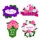 Vector flowers bouquets for spring greeting quotes