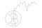 Vector fluctuation of bitcoin one line drawing, minimalism art. Fluctuation in the exchange rate of the bitcoin