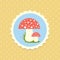 Vector Fly-Agaric Mushrooms Flat Design Illustration Sticker on Dotted Background Illustration