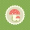 Vector Fly-Agaric Mushrooms Flat Design Illustration Sticker on Dotted Background Illustration