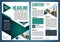 Vector flyer, corporate business, annual report, brochure design and cover presentation with green triangle and city