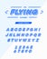 Vector flying font slanted style cyan color modern typography.