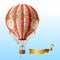 Vector flying hot air balloon with vintage decor