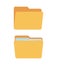 Vector folders - full and empty, yellow containers for documents