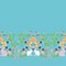 Vector folk art boho vibrant easter bunny border.