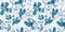 Vector folk christmas blue birds seamless pattern.