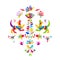 Vector folk Mexican Otomi Style embroidery Pattern