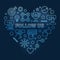 Vector Follow US concept thin line blue heart illustration