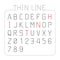 Vector font thin line alphabet character style design.