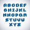 Vector font, typescript created in 8 bit style. Pixel art contemporary capital letters set, 3d digital design elements.