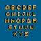 Vector font, typescript created in 8 bit style. Pixel art contemporary capital letters set, 3d digital design elements.