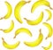 Vector food and drink seamless pattern with realistic bananas