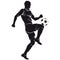 Vector football (soccer) player silhouette with ba