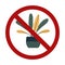 Vector forbidden sign with ficus isolated from background. Risk of poisoning. Do not pick or eat plants
