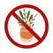 Vector forbidden sign with greenery in pot isolated from background. Risk of poisoning rom house plants. Do not pick or eat