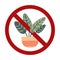 Vector forbidden sign with house plant isolated from background. Risk of poisoning. Don t pick flowers