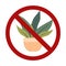 Vector forbidden sign with house plant in pot isolated from background. Risk of poisoning. Do not pick flowers