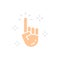 Vector forefinger, clean hand, cursor, click white line icon.