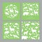 Vector forest animals set vector green templates. Flat animals silhouettes in square and round frame. Seamless pattern with