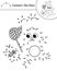 Vector forest dot-to-dot and color activity with cute hare catching butterfly with a net. Summer connect the dots game for