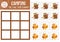 Vector forest tic tac toe chart with cute hedgehog and squirrel. Woodland board game playing field with animals. Funny printable